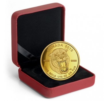 1/10 oz Gold RCM Prehistoric Animals: American Scimitar Sabre-Tooth Cat Coin 2015