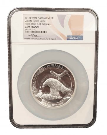 10 oz Silver Australian Wedge-Tailed Eagle High Relief Coin 2018 - Gem Proof