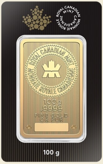 100 gram Gold Royal Canadian Mint Bars