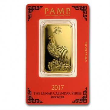 1 oz Gold PAMP Suisse Rooster Bar 