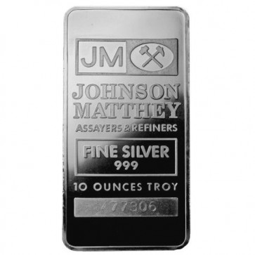 10 oz Silver Johnson Matthey Bar (Many Designs)