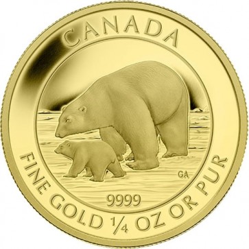 1/4 oz Gold RCM Polar Bear and Cub Coin 2015