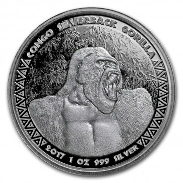 1 oz Silver Congo Silverback Gorilla Coin 2017