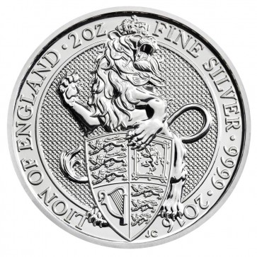 2 oz Silver The Queen's Beast - The Lion Coin 2016-(milk spot)