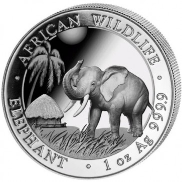 1 oz silver Somalian Elephant Coin 2017 - milk spot