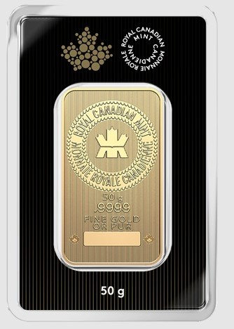 50 gram Gold Royal Canadian Mint Bar