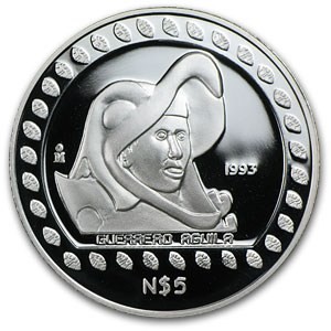 1 oz Silver Mexico Guerrero Aguila Proof Coin 1993
