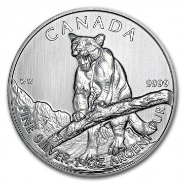 1 oz Silver Wildlife Series Cougar Coin 2012 (milk spots)