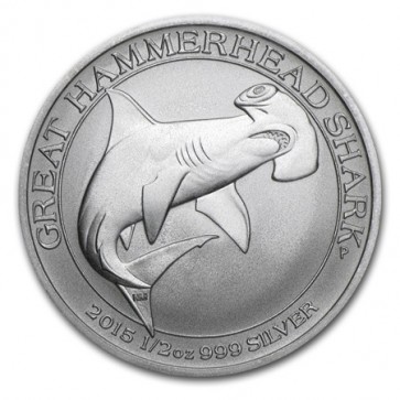 1/2 oz Silver Great Hammerhead Shark 2016