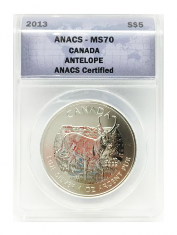 1 oz Silver Wildlife Series Antelope ANACS MS70 Coin 2013