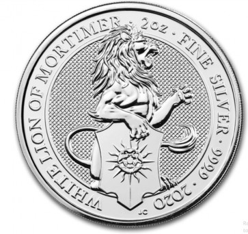 2 oz Silver Queen's Beasts The White Lion of Mortimer Coin 2020