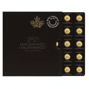 25 x 1 gram Gold Maple Leafs Coin - Maplegram25™ 2024