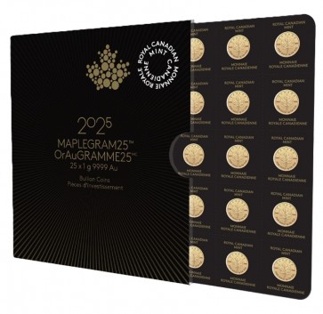 25 x 1 gram Gold Maple Leafs Coin - Maplegram25™ 