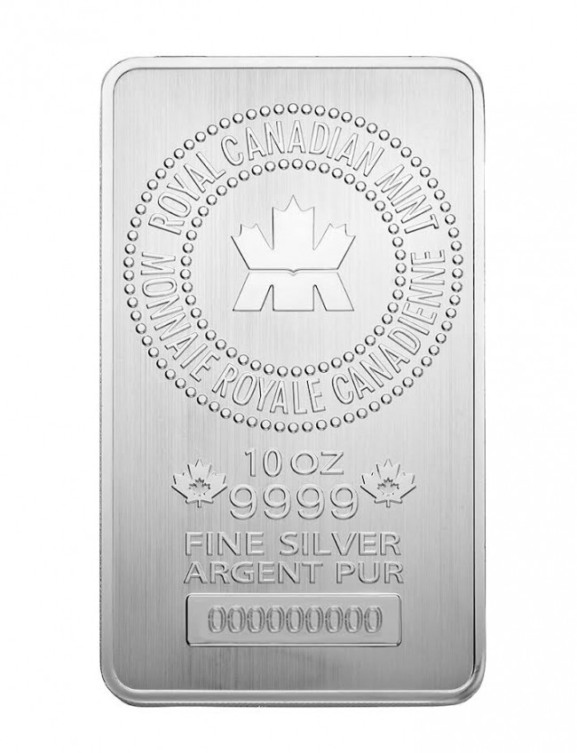 10 oz Royal Canadian Mint RCM .9999 Fine Silver Bar