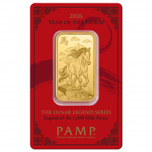 1 oz Gold PAMP Lunar Legends Year of the Horse Bar 2026