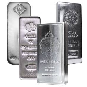 Various 100 oz Silver bars