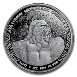 1 oz Silver Congo Silverback Gorilla Coin 2017