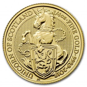 1/4 oz Gold Queen's Beast - The Unicorn Coin 2018