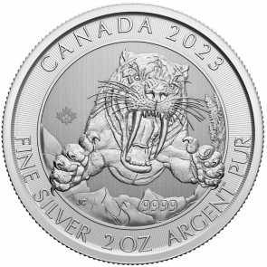 2023 RCM 2 oz Canada Smilodon Sabre-Tooth Cat 99.99% Silver BU Coin