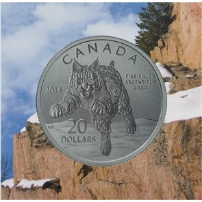 Silver Royal Canadian Mint $20 for $20 Bobcat Coin 2014