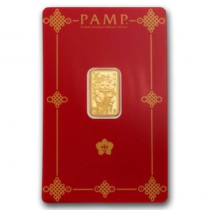 2.5 gram Gold PAMP Suisse Lucky Cat Bar 