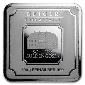 500 gram Silver Geiger Square Minted Bar