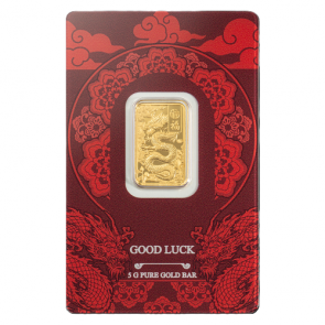 5 gram Gold PAMP Good Luck Yellow Dragon Bar
