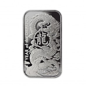 1oz Silver Asahi Lunar Dragon Bar 2024 