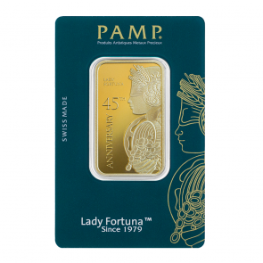 1 oz Gold Pamp Suisse Fortuna 45th Anniversary Bar