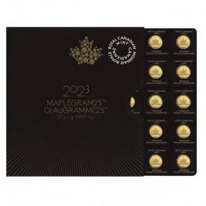 25 x 1 gram Gold Maple Leafs Coin - Maplegram25™ 2023