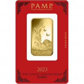 1 oz Gold PAMP Lunar Rabbit Bar