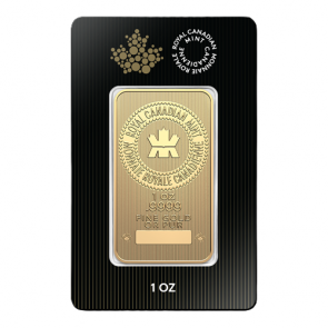 1 oz Gold Royal Canadian Mint Bar (New Design)